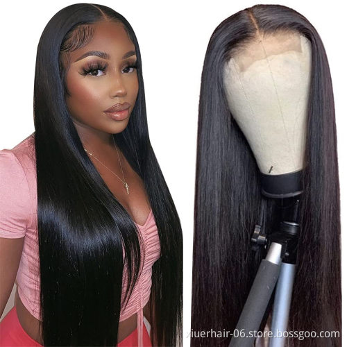 5X5 Transparent Human Hair Straight Mink Brazilian Hair 4X4 Closure Wig With Baby Hair
